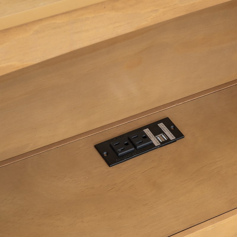 Wood Twin Size Daybed with 2 Storage Drawers, Cabinets, and USB Ports