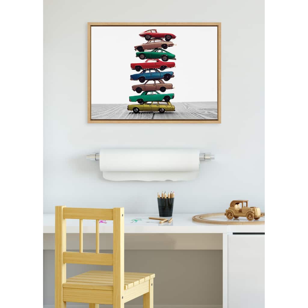 Kate and Laurel Sylvie Stacked Cars Canvas by Saint and Sailor Studios