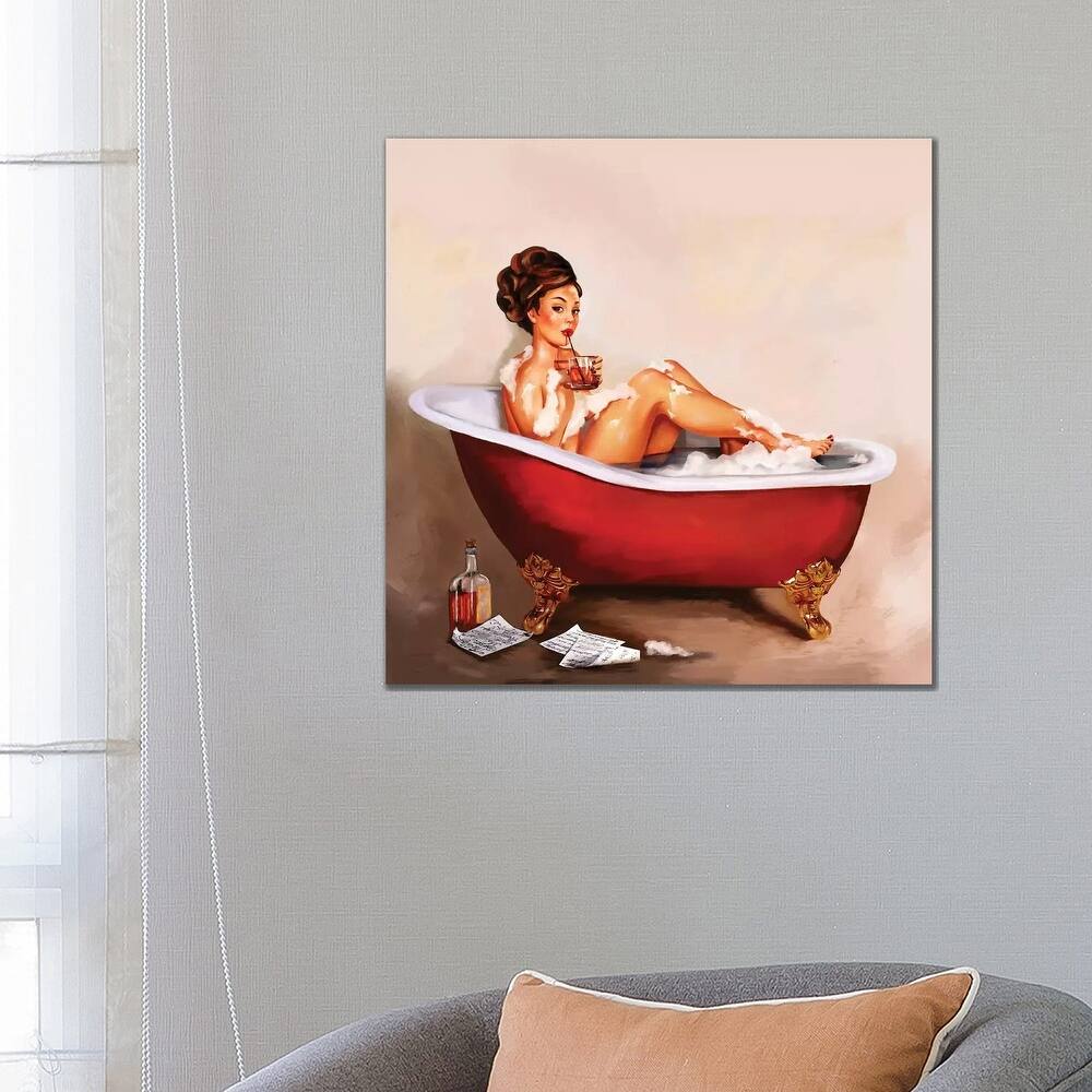 iCanvas "Whiskey Neat Bath Pinup" by The Whiskey Ginger Canvas Print