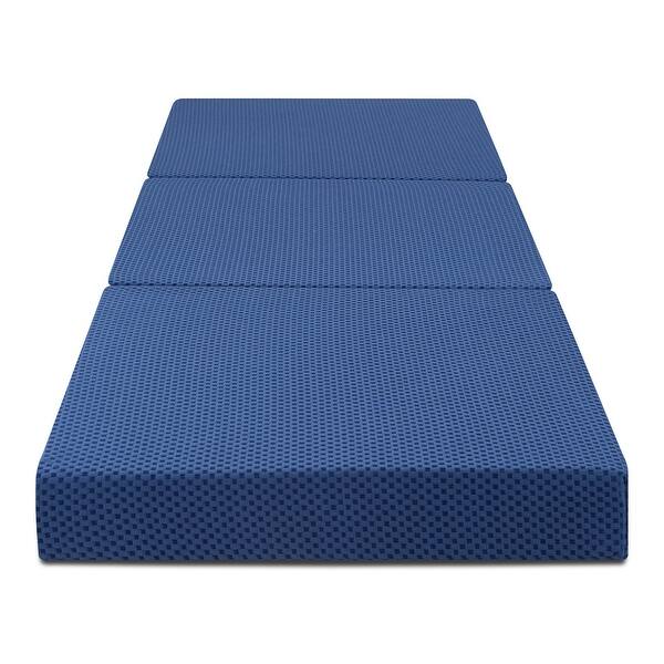 Shop Sleeplanner 4 Inch Tri Fold Memory Foam Folding Sofa Topper Single Size 25 W X 75 L X 4 H Overstock 22881973