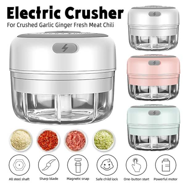 250ml Electric Garlic Masher Press Vegetable Chili Meat Chopper Usb