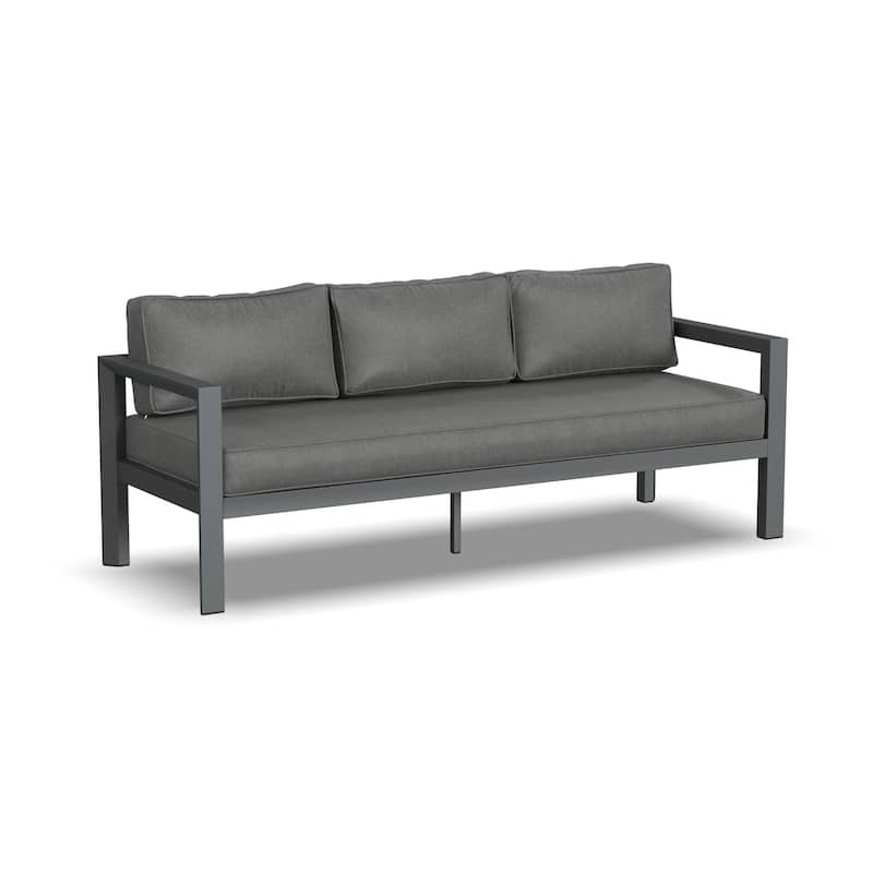 Homestyles Grayton Outdoor Aluminum Sofa with Lounge Chairs and Coffee Table - 81" x 26" x 29"