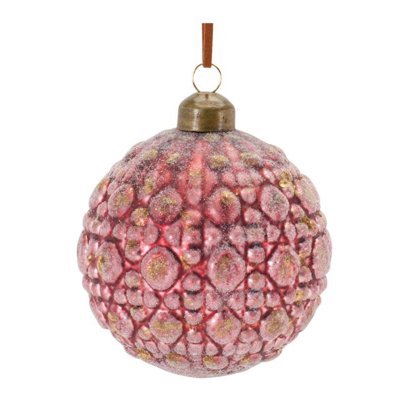 Ornate Glass Ball Ornament (Set of 12) - 3 x 3 x 4