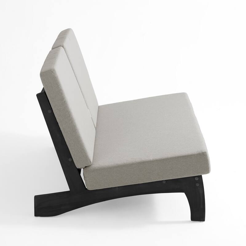 2-Piece Outdoor Teak Wood Loveseat Patio Set with Side Table