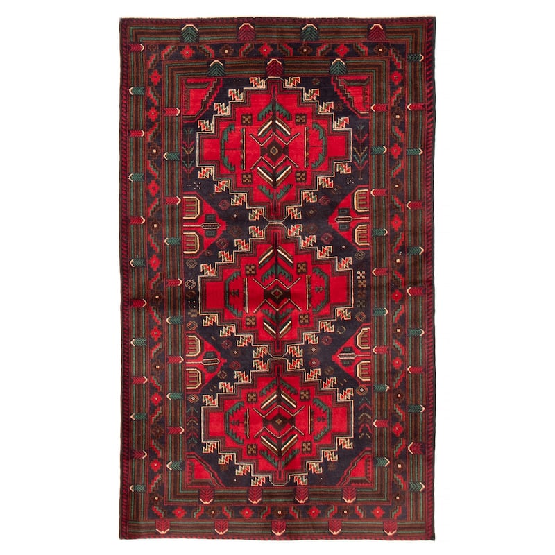 Teimani Red Rug 3'9" x 6'4" - 3'9 x 6'4 - Red - 3'9 x 6'4