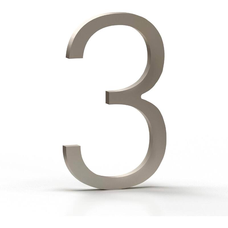 Mega Handles Modern Metal House Numbers | Heavy Duty Outdoor Address Digits | Easy to Install, Floating or Flush Mount Design - 3 - Satin Nickel