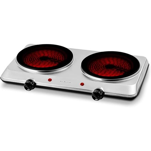 Electric Double Infrared Burner Ceramic Glass Hot Plates Cooktop with 6