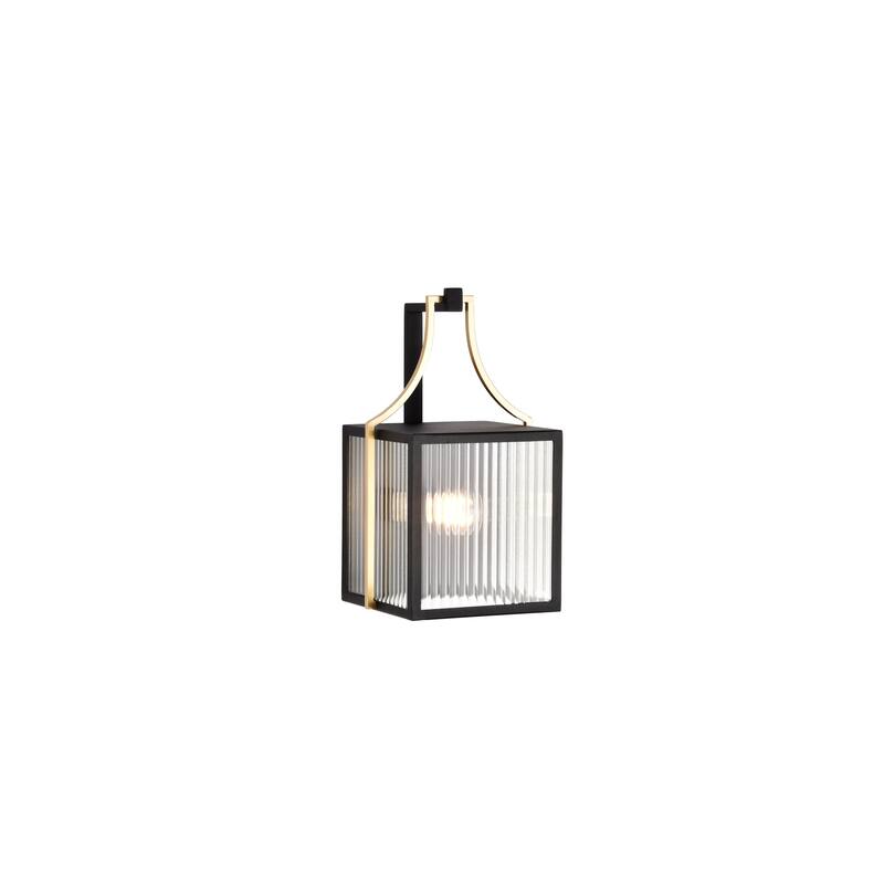 Holden Medium Outdoor Lantern Gold and Black Finish Clear Glass - Black / Gold