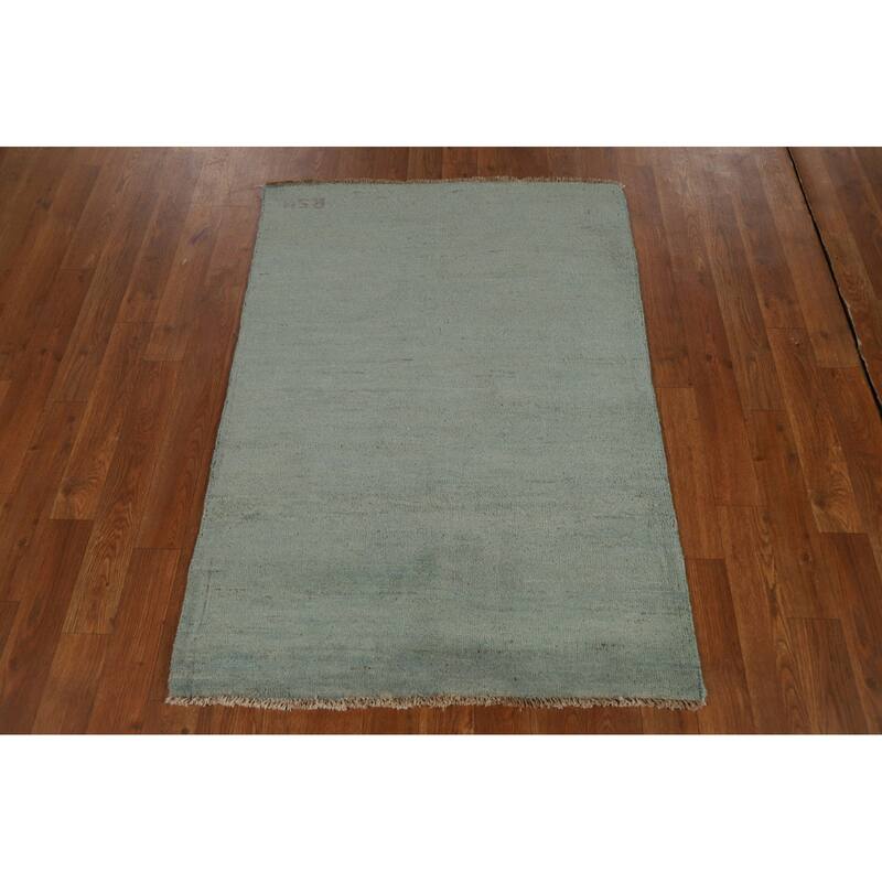Gabbeh Modern Foyer Rug Hand-Knotted Solid Wool Carpet - 2'8"x 3'9"