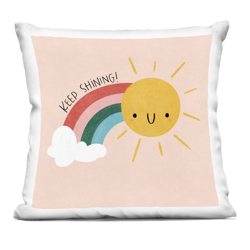 Stupell Keep Shining Inspirational Rainbow Decorative Printed Throw Pillow Design by Sarah Hickman - Accent - Polyester - Blue - Single