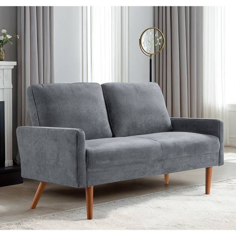 Velvet Loveseat Sofa - Grey