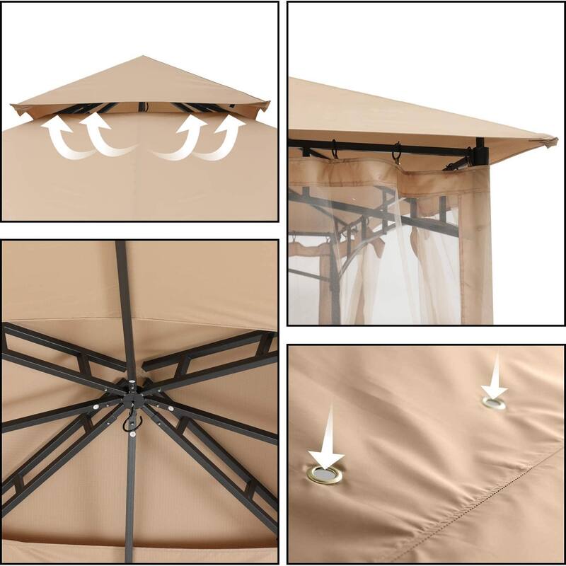 ABCCANOPY Patio Outdoor Gazebo for Double Roof Soft Canopy