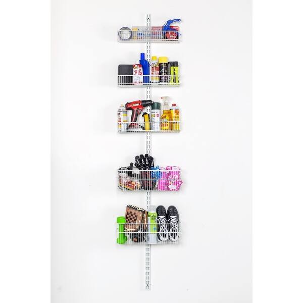 Shop Allspace Over The Door Hanging Storage Rack 5 Wire Baskets
