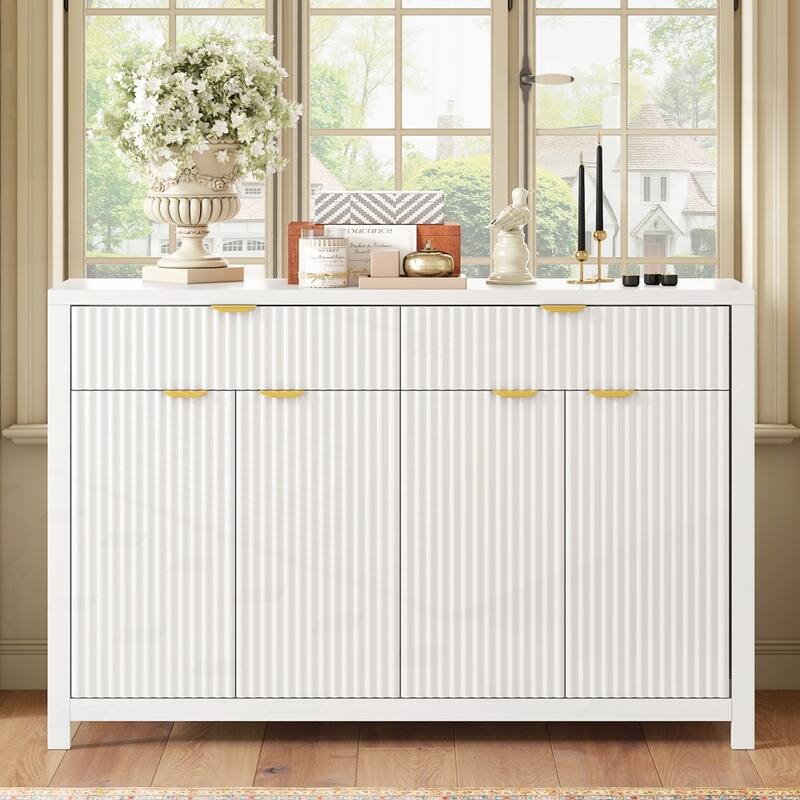 Wave-Pattern Sideboard Cabinet with 2 Drawers and 4 Doors