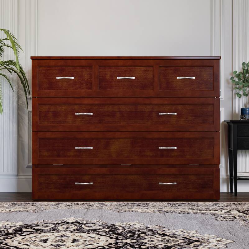 AFI Northfield Murphy Bed Chest with 6" Mattress, Storage Drawer & Built-In Charger