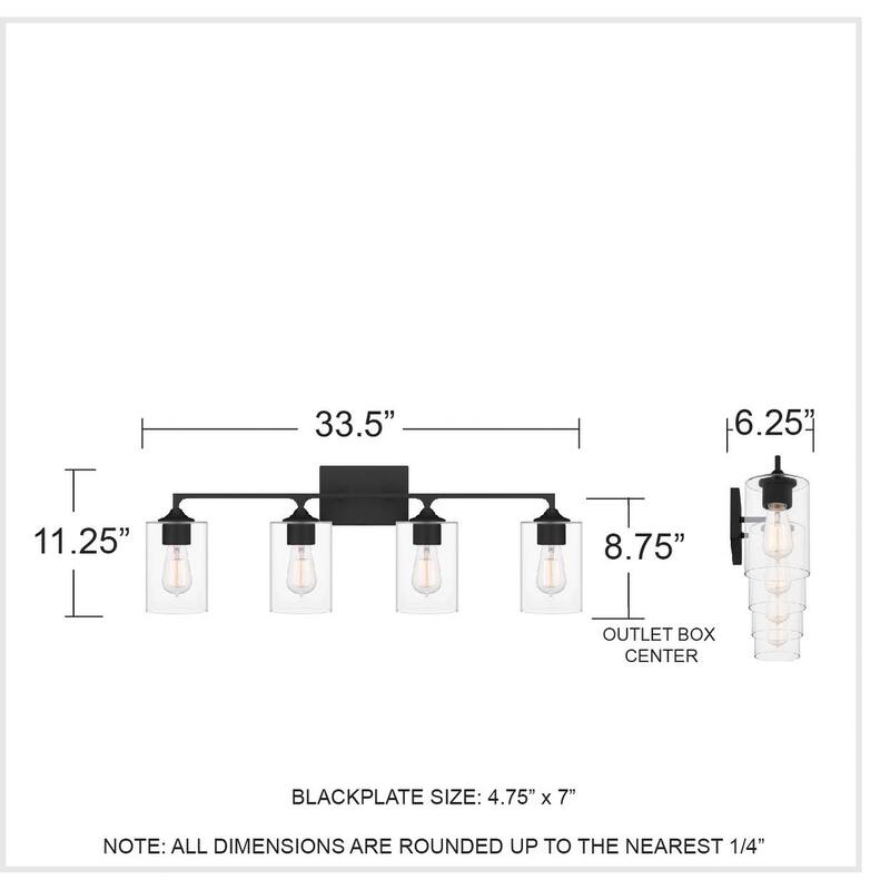 Bellevue QZBF79911 Usipetes 4 Light 34" Wide Vanity Light with Clear