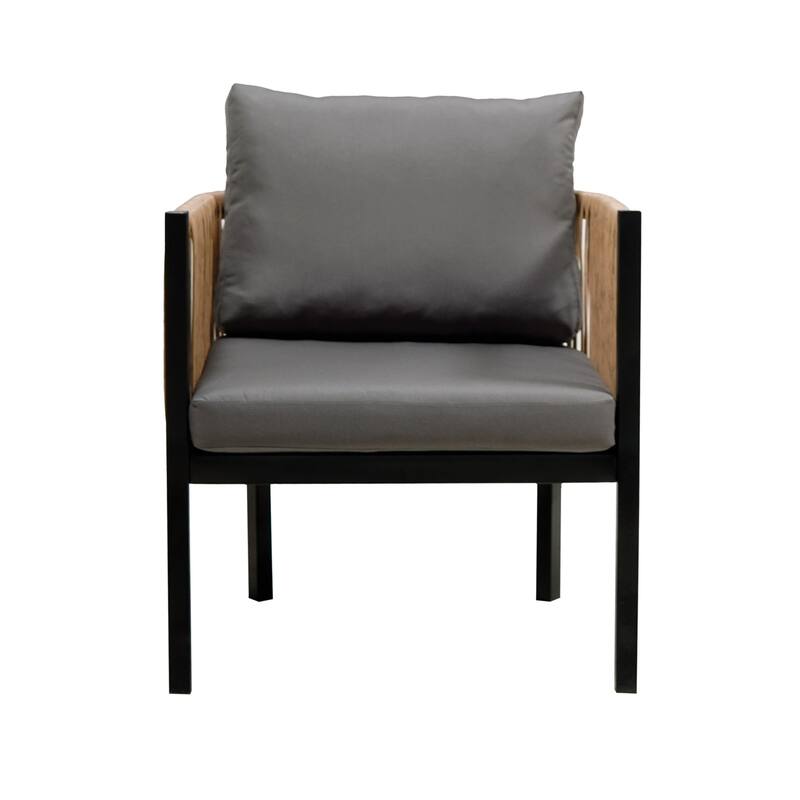 4-Piece Outdoor Patio Iron Conversation Sofa Set with Tempered Glass Coffee Table
