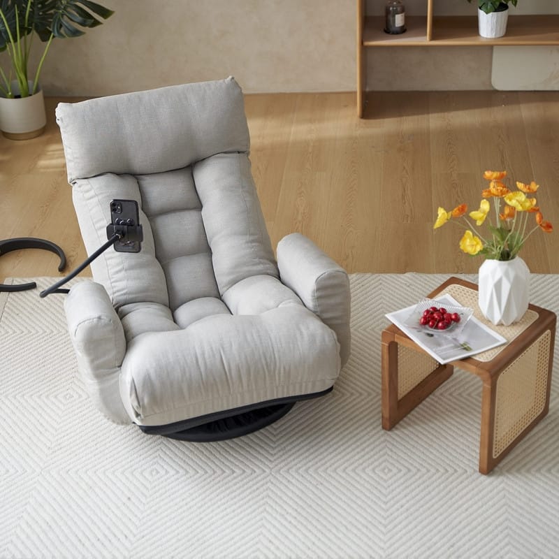 Reclining Ergonomic Swiveling Floor Game Chair - Grey