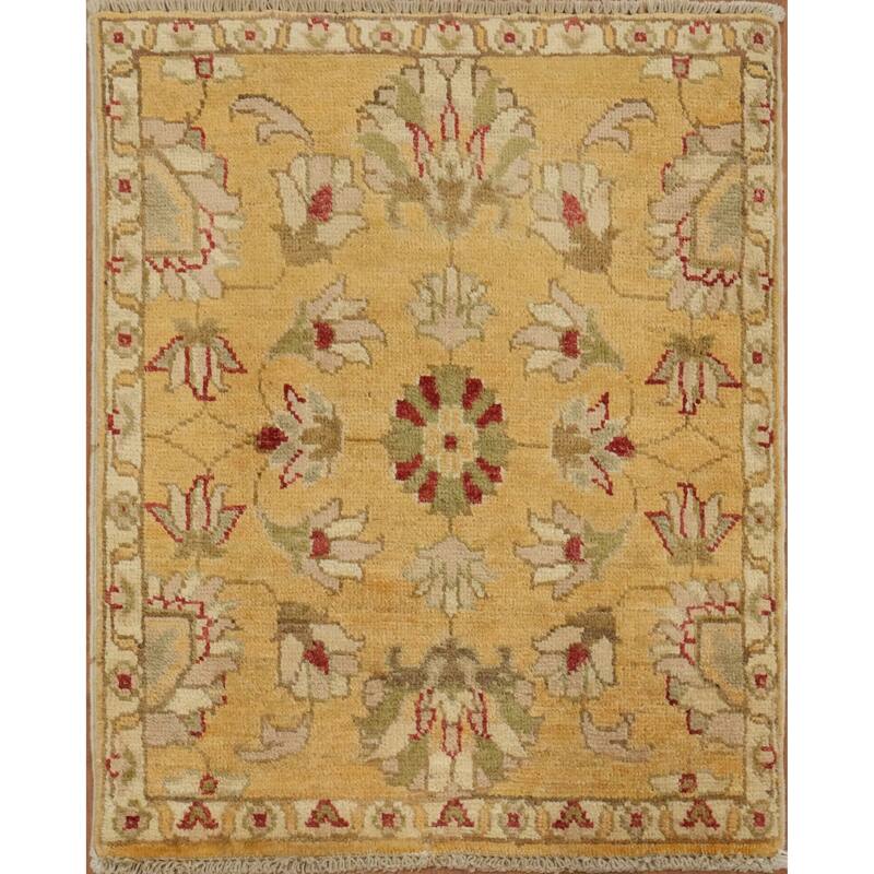Hand Knotted Oriental 100% Wool Carpet Traditional All-Over Yellow & Gold Peshawar Area Rug - 2' 6'' X 2' 0''