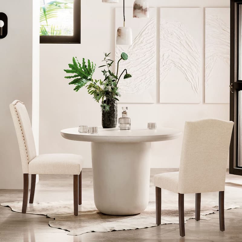 Padded Dining Chairs with Solid Wood Legs, Set of 2