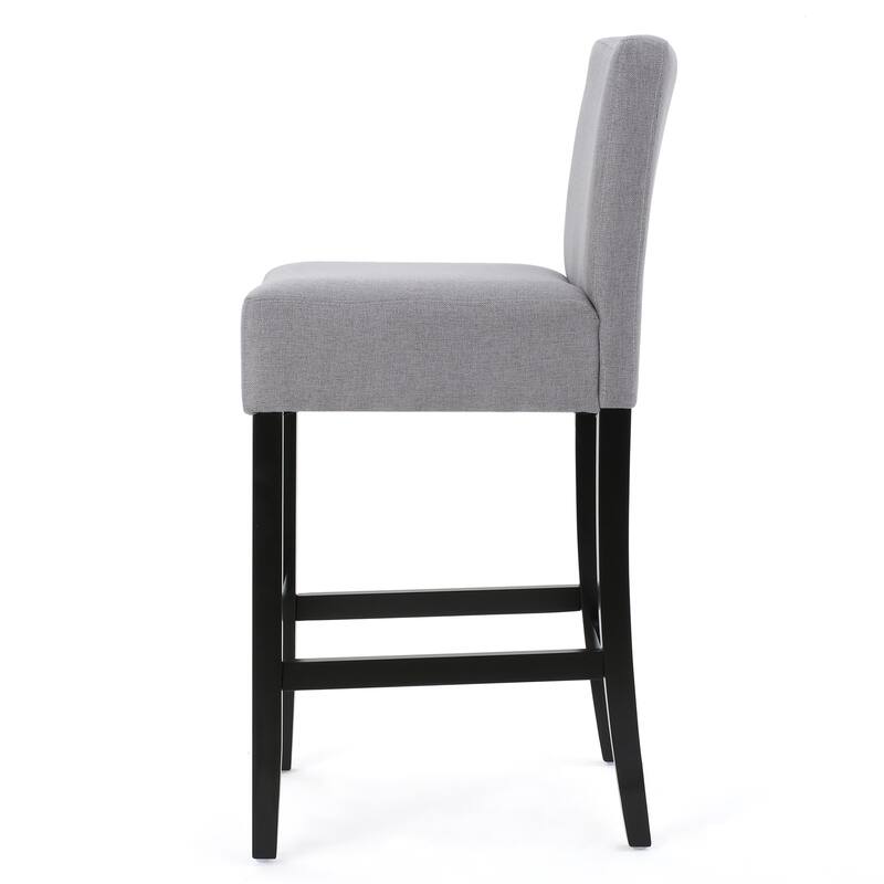 Leather Bar Chair Set of 2, Cafe Counter Stool with Back Upholstered Dining Chair, Solid Wood Legs, Kitchen Bar Furniture
