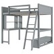 preview thumbnail 30 of 33, Full Size Loft Bed with L-shaped Multi-storage Desk, LED light & USB Charging Station, Wooden Loft Bed Storage Bench w/2 Drawers
