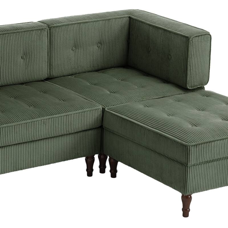 4-Piece 98" W Upholstered Modular Corduroy Sectional Sofa