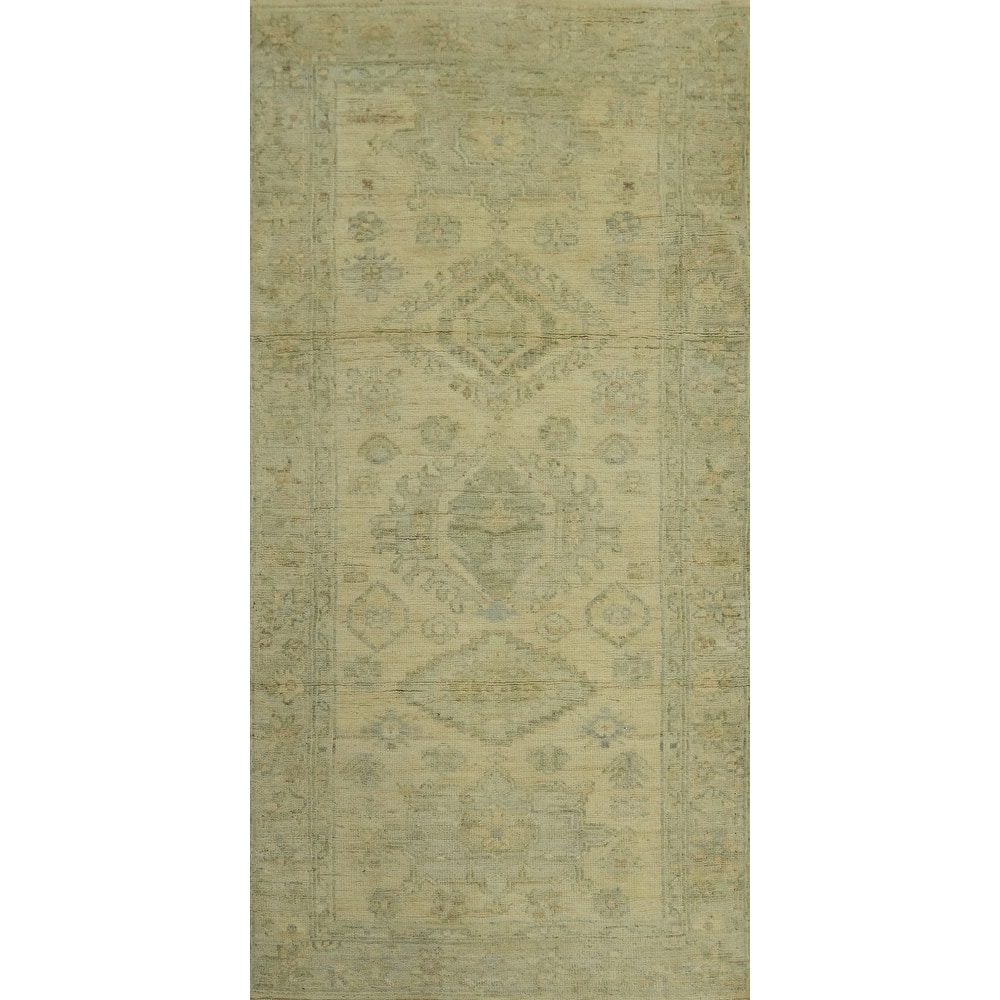 Vegetable Dye Wool Oushak Turkish Rug, Geometric - 6' 0'' X 2' 10''