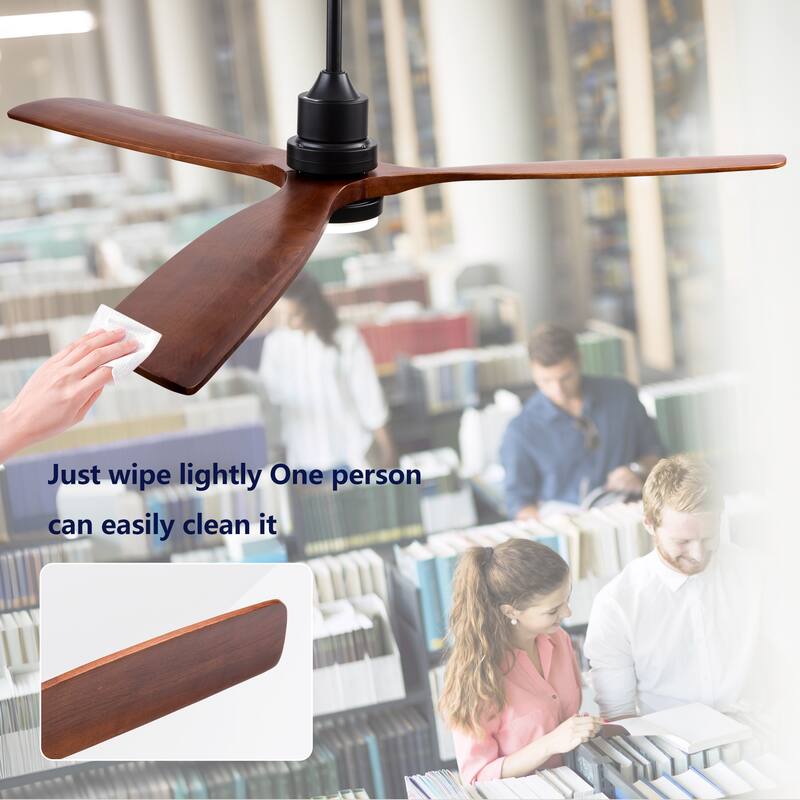 72" Ceiling Fan w/ Light 3 Solid Wood Blades Remote Control Reversible DC Motor