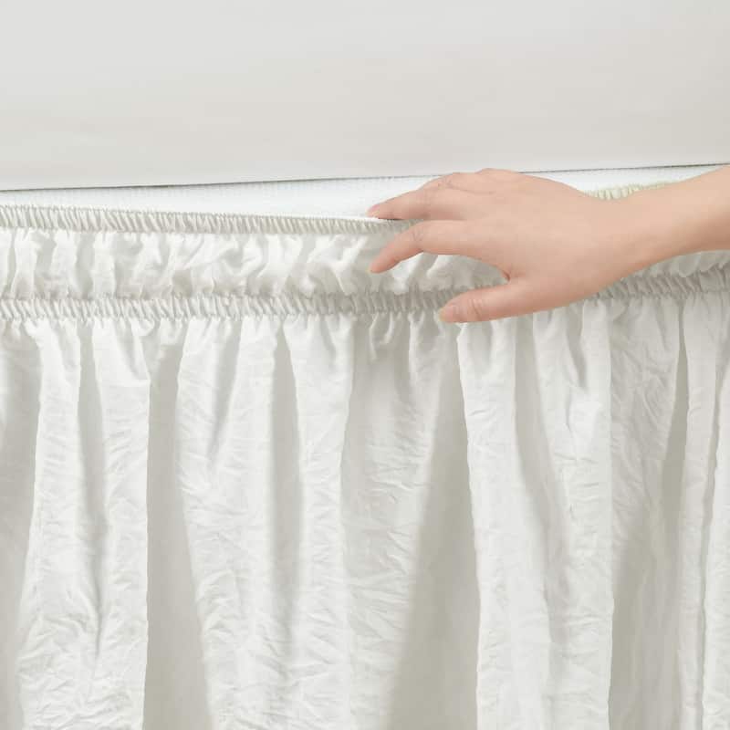 Lush Decor Ruched Ruffle Elastic Easy Wrap Around Bedskirt