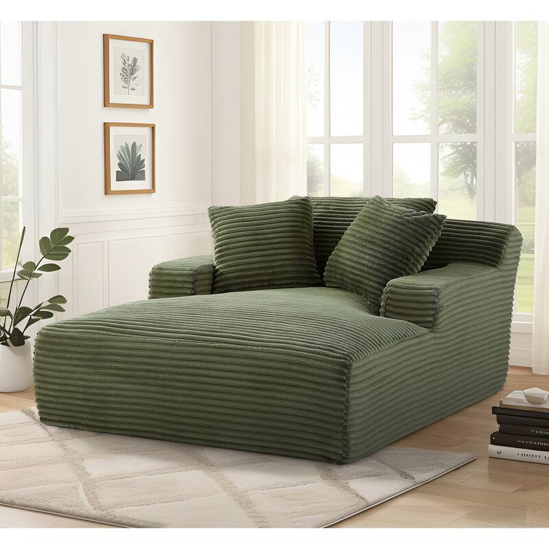 Oversized Corduroy Upholstered Sleeper Sofa Bed Cozy Cloud Chaise