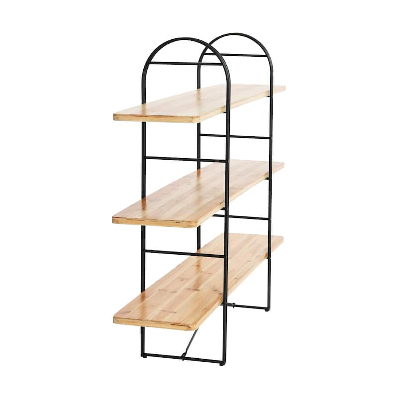 Wood and Metal Adjustable Shelving Unit - N/A