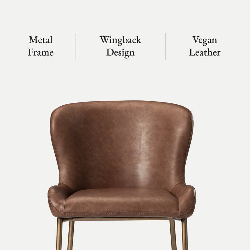 Maven Lane Naomi Metal and Vegan Leather Kitchen Dining Stool