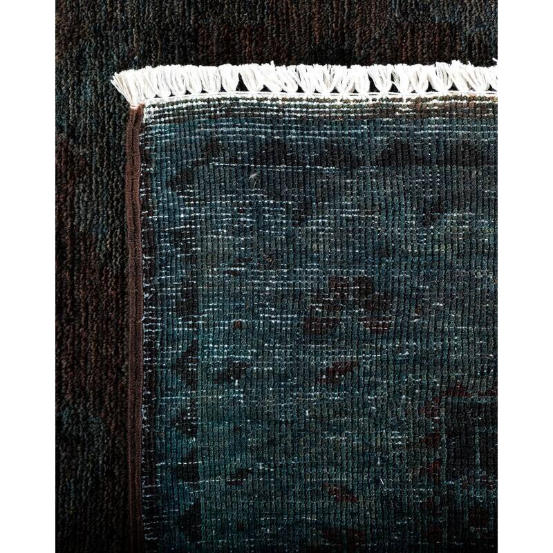 Overton Hand Knotted Wool Vintage Inspired Modern Contemporary Overdyed Brown Area Rug - 12' 0" x 14' 8"