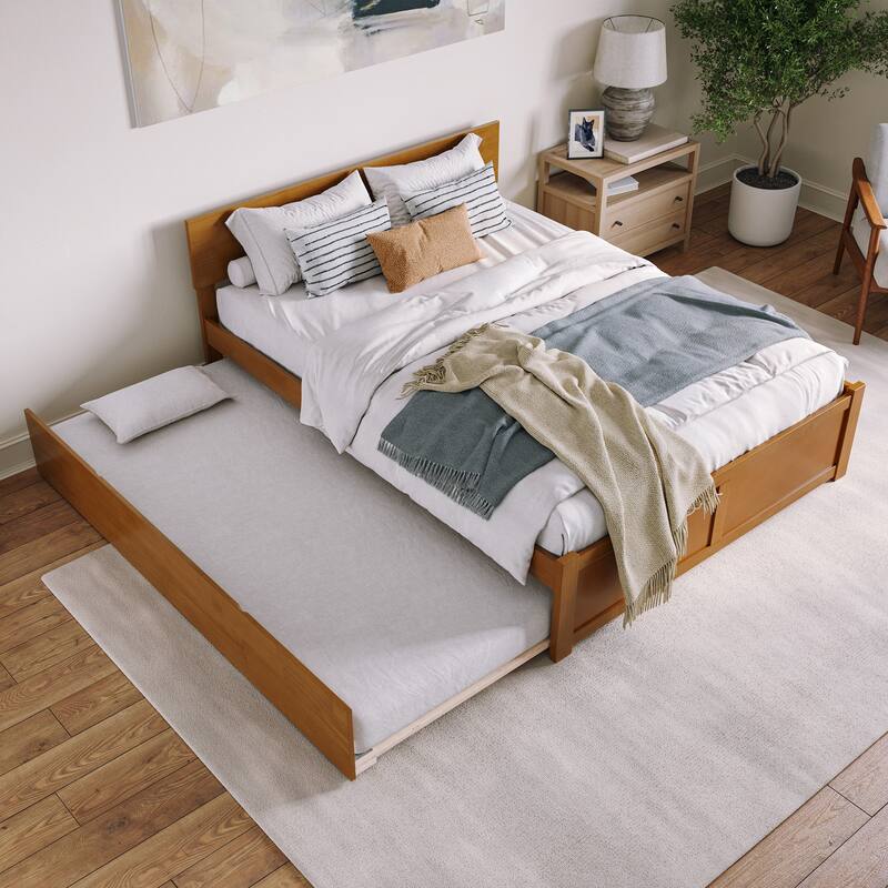 AFI Orlando Platform Bed with Footboard & Twin XL Trundle