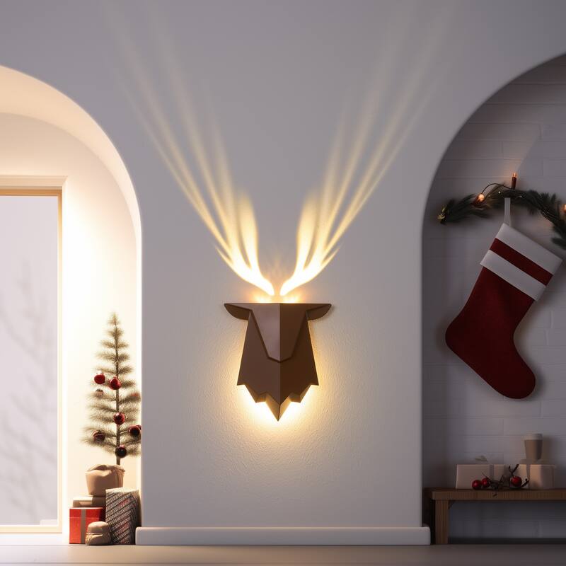 Rechargeable 3D Reeindeer Antler Wall Lamp - Brown
