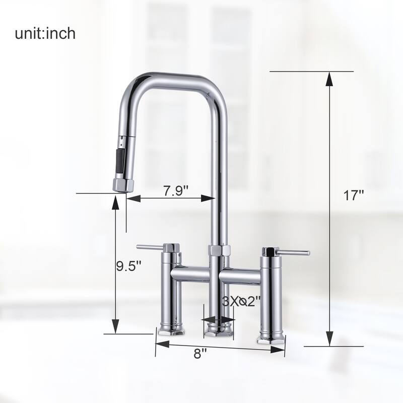 WOWOW Double Handle Pull Down Kitchen Faucet