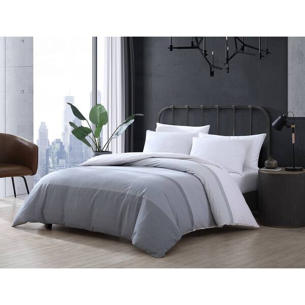 City Scene Tronka Stripe Cotton Grey Comforter Set Overstock 32235081