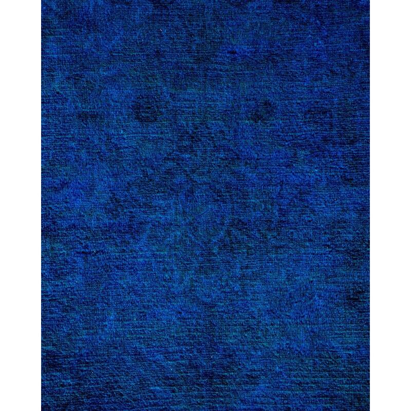 Overton Hand Knotted Wool Vintage Inspired Modern Contemporary Overdyed Blue Area Rug - 3' 2" x 5' 1"