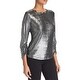 Le Gali Womens Maura Pullover Top Metallic Ruched - Thumbnail 1