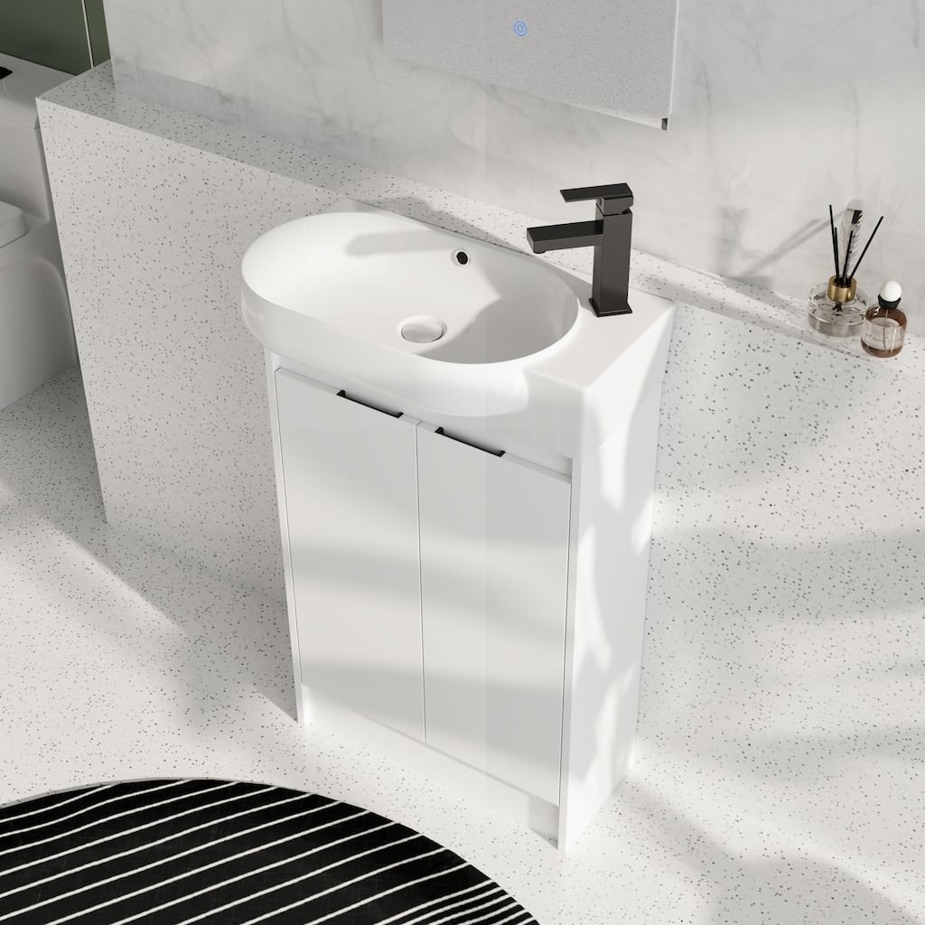 Beingnext 16"/23" Bathroom Vanity with Sink, Floating/Freestanding Bathroom Vanity with Soft Close Door