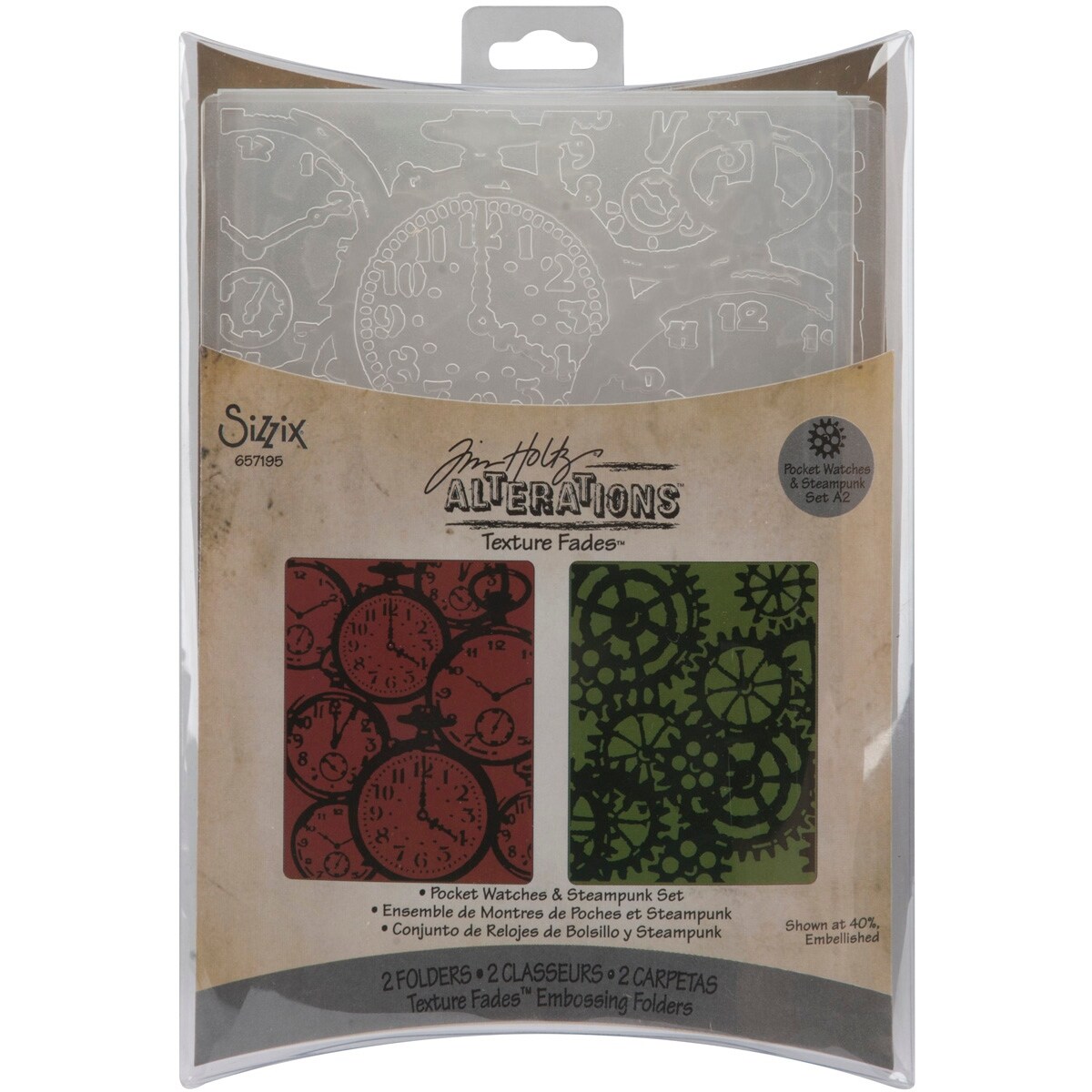 Sizzix Texture Fades A2 Embossing Folders 2//Pkg-Bricked /& Woodgrain By Tim Holtz