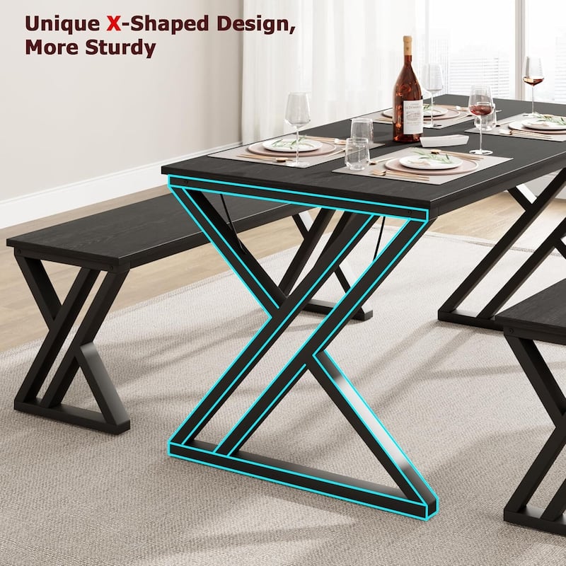 Kitchen Room Dining Table Set with Benches for 4 for Kitchen, Apartment, Studio