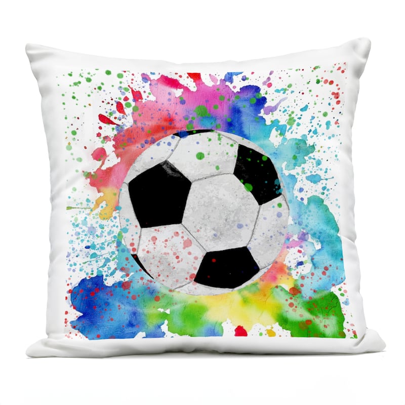 Stupell Modern Splash Soccer Ball Printed Outdoor Throw Pillow Design by Kim Allen - Accent - Polyester - Black - Single