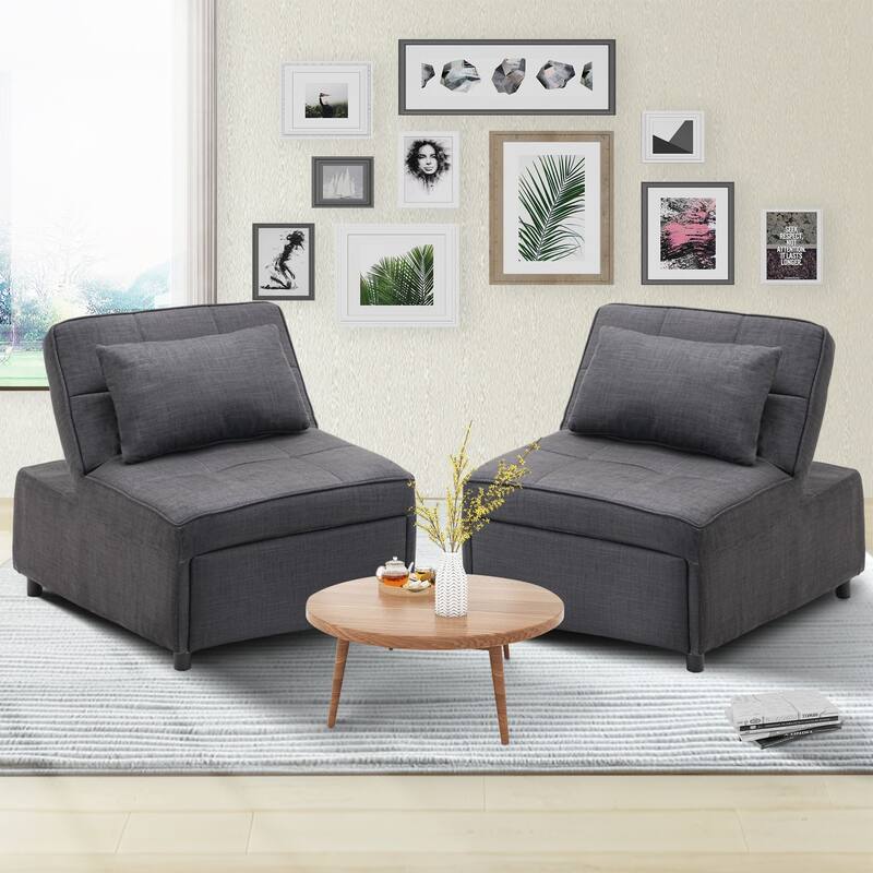Ainfox Adjustable Sofa Chair Sleeper Sofa Bed Ottoman Couch with Metal Frame