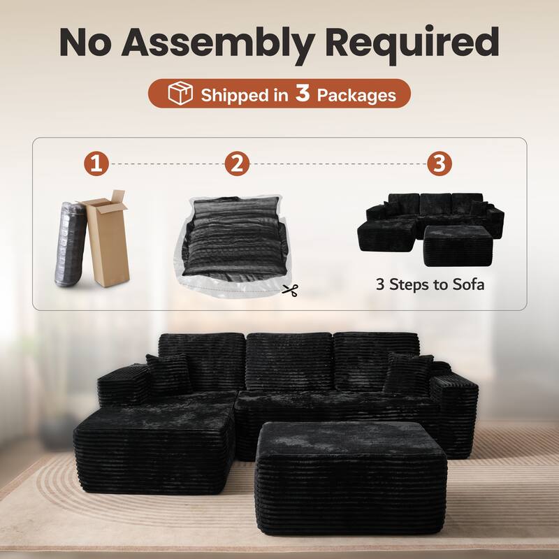 ​​OVIOS Lazy Chaise Lounge Sofa with Ottoman​