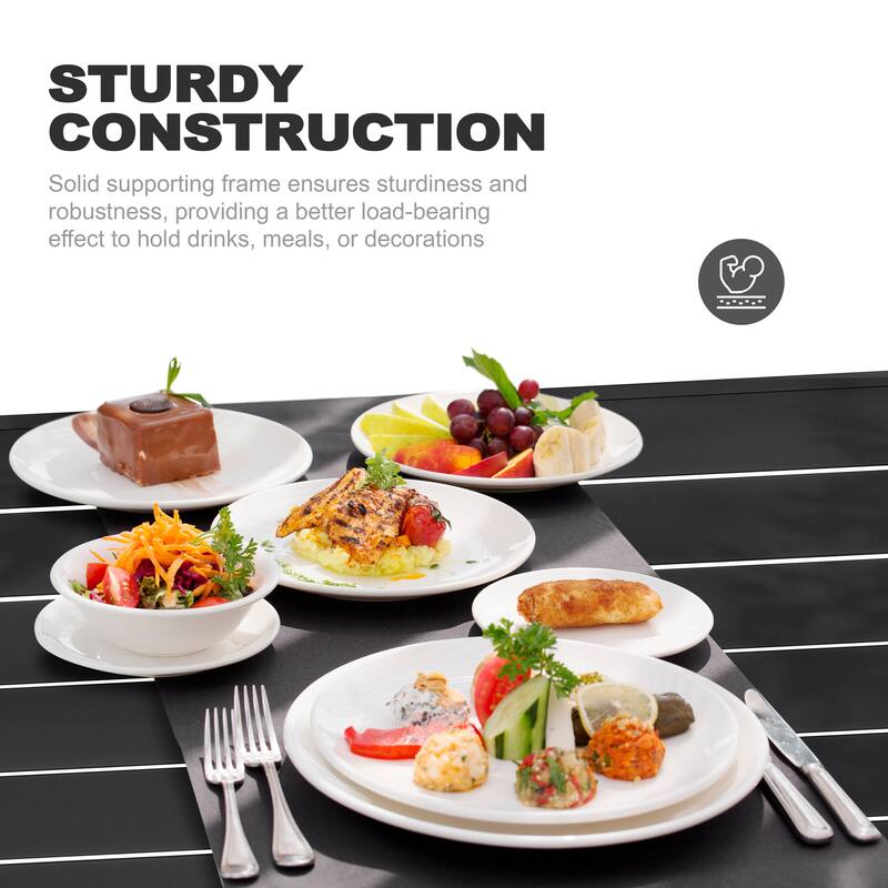 Patio 7-Piece Wicker Iron Dining Set with 1.57'' Umbrella Hole, Black