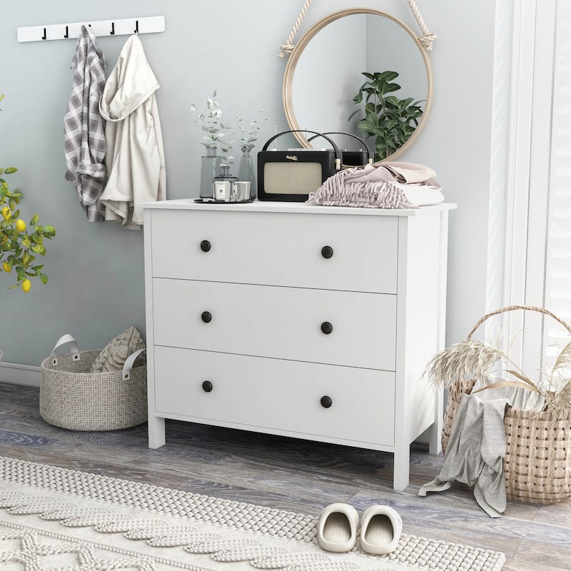 DH BASIC Transitional 34-inch Wide 3-Drawer Neutral Youth Dresser by Denhour