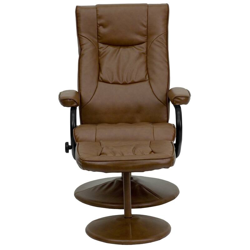 Contemporary Multi-Position Recliner and Ottoman with Wrapped Base
