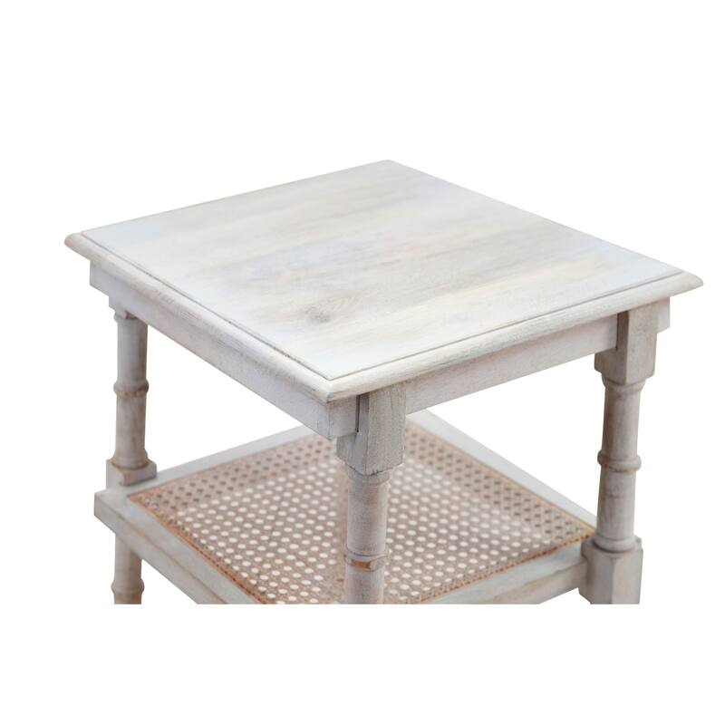2-Shelf Wooden Side Table - 24" - White